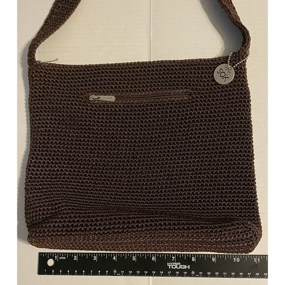 The Sak Elliott Lucca Crochet Chocolate Brown Hobo Shoulder Bag W/Charm Nice GUC - Picture 14 of 15